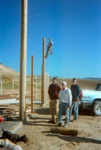 Preparing the poles for the barn